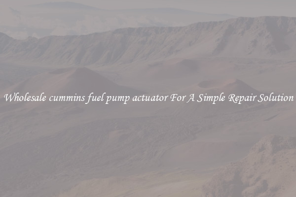 Wholesale cummins fuel pump actuator For A Simple Repair Solution